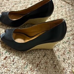 Women’s wedges, peep toe, never worn